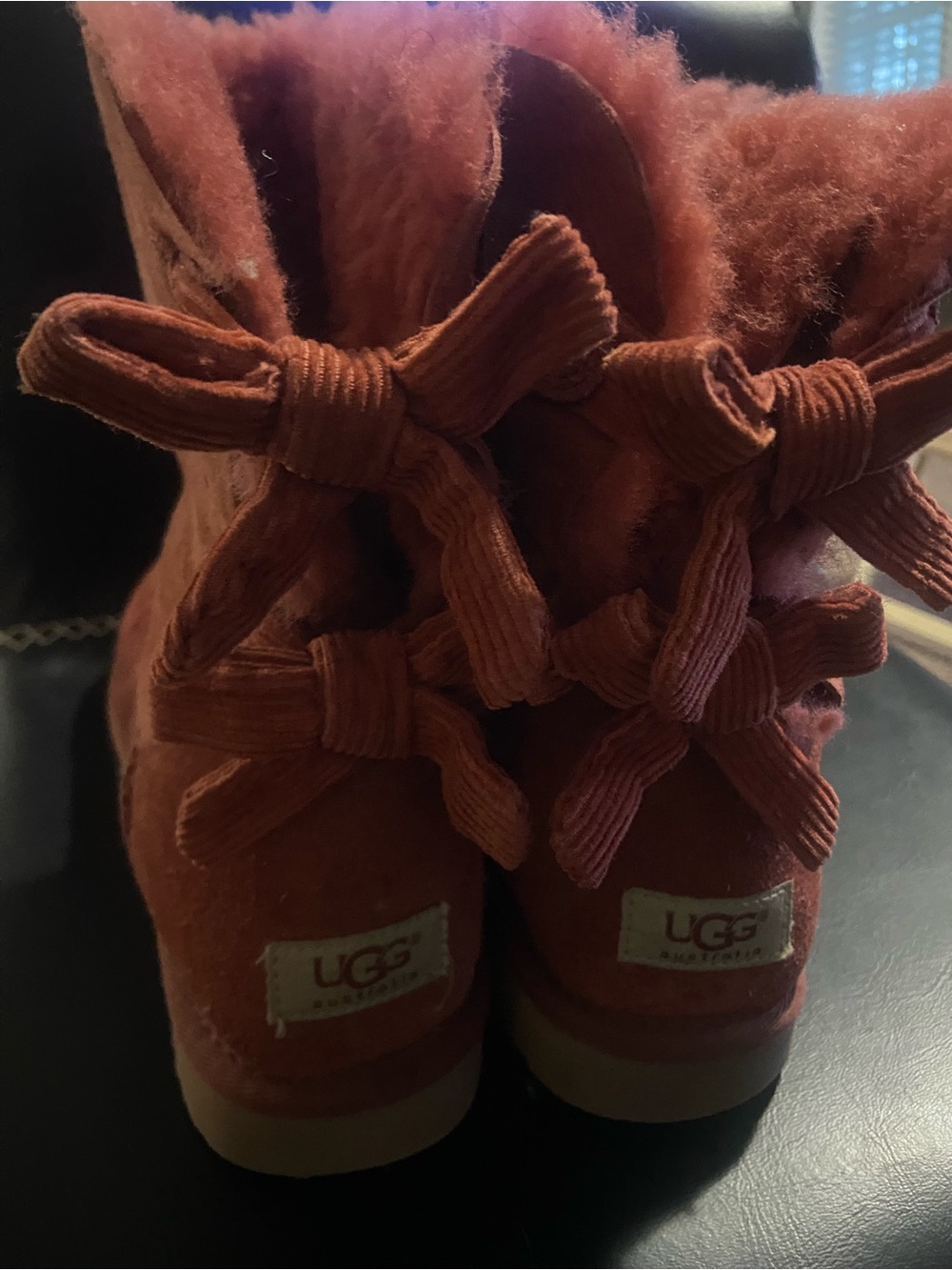UGG Women Bow-Back Suede Boots in Rust Brown